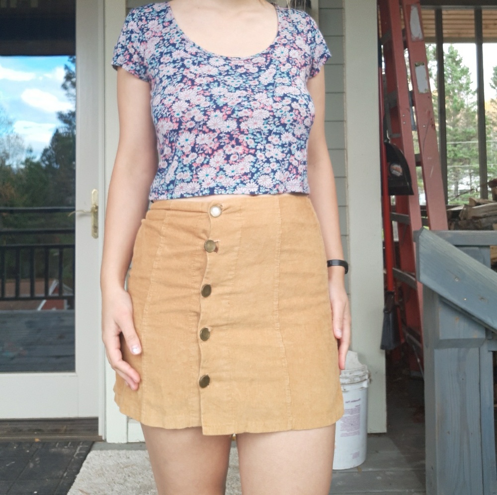 Corduroy, button down skirt